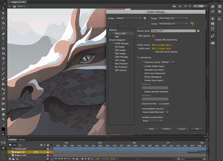 screenshot of Adobe Animate